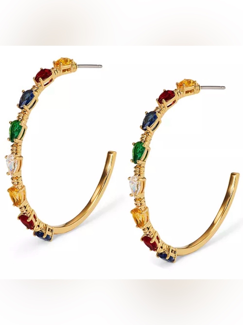 Ajoa By NADRI gold tone multicolor light bulb medium c hoop earrings